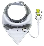 (ラボーグ)La Vogue ベビー ビブ 三角 よだれかけ スナップ スタイ 赤ちゃん 女の子 男の子おしゃぶりホルダー付き キッズ バンダナ かわいい ホワイト