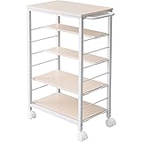 山善(YAMAZEN) ワゴン 4段 可動棚 ナチュラルメイプル/アイボリー