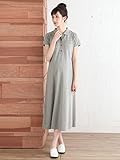 犬印本舗 Fairy フェアリー マタニティ ワンピース 授乳しやすい マキシ ポロ ワンピ 妊婦服 産前 産後 半袖 M ～ L 杢 グレー 21885 21885202