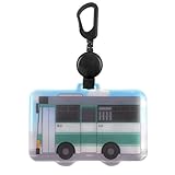反射する 電車形 パスケース 80cm伸びるリール付き (バス（グリーン）)