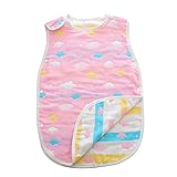Petit Bella 6重ガーゼスリーパー パジャマ 寝袋 ベビー 赤ちゃん 子供 100％綿 オーガニックコットン ボタン開閉式 プレゼント 出産祝い (M, クモ柄 ピンク)