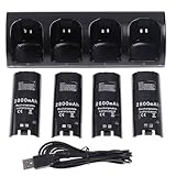 OSTENT 充電器 ドックステーション バッテリーパック4個付き Nintendo WiiおよびWiiUリモートコントローラー用 (Black)