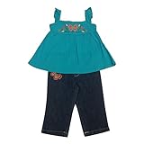 Baby Togsベビー女の子ターコイズバタフライフローラル2 pcデニムパンツセット12 – 24 m カラー: ブルー