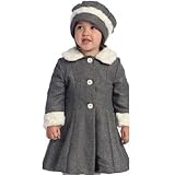 Angels Garment Toddler Little Girlsグレーファートリムコート帽子セット2t-8 by Angels Garment