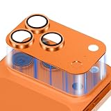 LuFiYa カメラフィルム iPhone 17 Pro Max 対応 レンズカバー、アルミ合金＋9H硬度強化ガラス製 アイフォン17 Pro Max 用 レンズカバー 全面保護 高透過率 露出オーバー防止 耐衝撃 カメラ保護フィルム - オレンジ