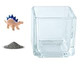 花市場直送便 ミニチュアガラス ステゴザウルス B & カラーサンド ブラック & 植え込み用グラス ニューブロックS