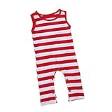 Tovadoo ベビー　ロンパース　ノースリーブ　レッド　縞模様　夏　コットンブレンド　可愛い　カッコイイ　爽やか　夏休み　遊園地　リゾート　旅行　室内　出産祝い　新生児　男の子　女の子