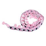 Perfk 手芸用品　ジャカードリボン　フリンジ　トリム　ポンポンボール　1ヤード　民族風　40ミリメートル　全2種類　ソフト - ピンク