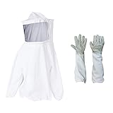 【ノーブランド品】防護服 防護グローブ 害虫駆除 養蜂用 草刈り 2点セット