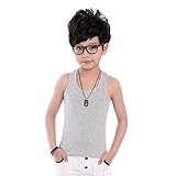 Domybest　子供服　ベビー服　タンクトップ　男の子 女の子　無地 レギュラータイプ 男児 女児 キッズ　肌着　トップス　春　夏　3色選べる　 (130（5-6歳）, グレー)