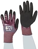 ATG 56-425/XXL MaxiDry Ultra Lightweight Nitrile Gloves with 3/4 Dipped Coating, Purple/Black, XX-La