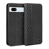 Gedurya Google Pixel 7a ケース 手帳型 グーグルピクセル7a ケース ひし形柄 Pixel 7A ケース 財布型 スタンド機能 ピクセル 7a 携帯カバー カード収納 マグネット式 pixel7a ケース 手帳型 高級PUレザー 軽量 グーグル ピクセル 7a ケース 開閉式 手触りのいい Google Pixel 7A ケースカバー 全面保護 耐衝撃 薄型 - ブラック