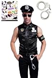 Madrugada ワイルドポリスメン 警察官 コスプレ 警官 コスチューム ハロウィン タトゥーシール付き 2点セット メンズ フリーサイズ S513