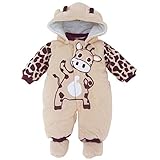 ベビー服　ロンパース 足つき　女の子　ロンパース長袖　　男の子　カバーオール長袖　動物デザイン　ふわふわ　前開　カジュアル　フード付き 　着ぐるみ 　防寒着　キリン　てんとう虫　可愛いロンパース (8