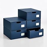 インデックス付き クラフト シューズ 収納 ボックス ５個 セット 日本製 ネイビー