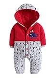 (チェリーレッド) CherryRed ベビー＆キッズ用 ファション カバーオール ロンパース 着ぐるみ キッズコスチューム 子供 男の子 女の子 出産 祝い パジャマ 防寒着 スウェット レッド