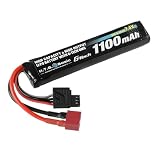 HTGベーシック リポバッテリー 電動ガン用 【特許技術G-Tech使用】 (7.4V 1100mAh 30C) スティックType ディーンズ互換コネクター(T型) [HighCapacity/HighOutput]