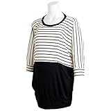 レディース 授乳服 マタニティ チュニック ドルマン袖 ボーダー 授乳口付 産後対応 ブラック L