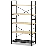 ottostyle.jp アイアンシェルフ 5段 【オーク】 ディスプレイ ラック 収納棚 ハニカム構造 スチールフレーム 木目調 アジャスター付