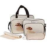 Kesoto ママバッグ　セット　マザーズバック　おむつバッグ　哺乳瓶ケース　ボトルホルダー　交換のマット　全4色 - ベージュ