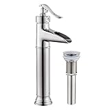 Beelee BL0599NH-SET Bathroom Faucet Sink Vessel Waterfall Single Handle Lever Mixer Tap, Brushed Nic