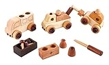 木のおもちゃSoopsori(スプソリ) 車組立工具おもちゃセット 木製ボルトとドライバーで色々な車を作ろう!