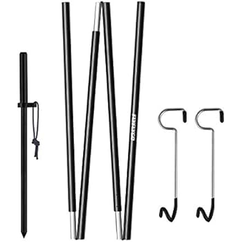 FLYFLYGO 進化版 ランタンスタンド ランタンポール アルミ製 ランタンハンガー ランタンフック付き ペグ付き