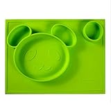 Kuke 防水シリコン　吸盤付き　強い吸着力　かわいいパンダ形プレート　遊び食べ 離乳食 ベビー食器　ランチ皿　お食事マット　赤ちゃんミニマット　子供食器ベビー用品