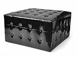 Urban Shop Tufted Metallic Square Ottoman, Black [並行輸入品]