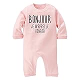 名前入り ボンジュール/BONJOUR 長袖 ロンパース [LR415] 80cm ライトピンク 出産祝い 誕生日 プレゼント おしゃれな 名入れ ベビー服