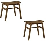YUME2 スツール2脚セット スタッキング仕様 ブラウン色 WBNR 板座 レッドオーク材