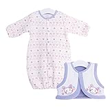 TopCotton ベビー ロンパース + ベスト 2点セット ツーウェイオール 子供服 女の子 3色選べる 出産祝い (50-70cm) (パープル)