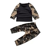 Tovadoo 子供服 ベビー服 男の子 トップス+ズボン セットアップ 長袖 秋冬 迷彩柄 カッコイイ カジュアル パジャマ 部屋着 保育園