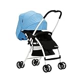 [crosmall]軽量A型両対面ベビーカー　折畳がラクラク フルフラット 大容量モノ置きカゴ　1ヶ月～36ヶ月頃対象　4.7kg (ライトブルー　)