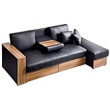 タンスのゲン ソファベッド リクライニングソファ 3段階リクライニング 収納付き 収納式テーブル 引き出し スツール 肘掛け 同色クッション付き 3人掛け PVC ブラック 4250001000