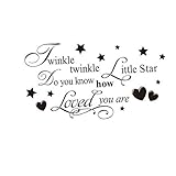 Perホットセール" Twinkle Little Star "の言葉壁ステッカーアートデカール装飾保育園インテリアベビー子供部屋デカール ブラック Per-123