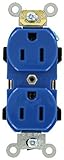 Leviton 5252-BU 15 Amp, 125 Volt, Industrial Series Heavy Duty Specification Grade, Duplex Receptacl