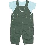 カーターズ（Carter's）男の子カーキワンちゃんアップリケオーバーオール&水色ボーダーTシャツ2点セット 6months 6ヶ月用　70cm 出産祝い,子供,2点セットアップ【並行輸入】