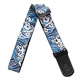 [C-RAYS] 和柄 ギターストラップ エレキギター ベース アコギ 和風 アコースティック ギター ストラップ (波)