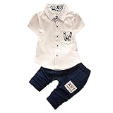【SEBLES】ベビー 赤ちゃん 男の子 襟 無地 半袖 ポケット シャツ 無地 パンツ ズボン ボトムス コットン 綿 コットン ツーピース セット 夏 春(タイプB,90cm)