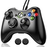 Moowarm Xbox 360 コントローラー 有線【2025新改良】xbox コントローラー PC ゲームパッド USB接続 二重振動 人体工学 高耐久ボタン 遅延なし ジョイスティックをアップグレード Microsoft xbox 360 Slim/PC/Windows7/8/10対応 有線ゲームパッド アシストキャップ 2枚付き