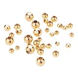 BENECREAT 200個4サイズ 真鍮ビーズ スペーサービーズ 丸型 直径2mm/2.5mm/3mm/4mm ゴールド 18K金メッキ 収納ケース付き クラフト用品 メタルビーズ アクセサリーパーツ ジュエリー手作り ハンドメイド DIYクラフト ブレスレット ネックレス 副資材