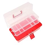 B Baosity アクセサリー収納 小物収納ケースボックス 透明 整理箱 パーツ入れプラスチック折り畳み多目的 全4色 - レッド