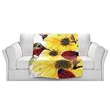 ブランケットウルトラソフトFuzzy 4サイズ！DIANOCHEデザインからby Dawn DermanひまわりLadybugsホームDecor Unique Designer芸術的スタイリッシュな寝