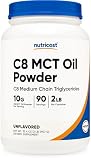 Nutricost C8 MCT オイル パウダー 2LB（32オンス）、 95% C8 MCT オイル パウダー