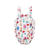 0-24M新生児の幼児の赤ちゃんの少年少女のアイスクリームプリントコットンロンパーハーネスジャンプスーツ夏服 (100)