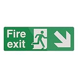 Fixman 531698 Fire Exit Arrow Sign 400 x 150mm Rigid Down Right