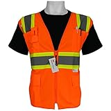 Global Glove GLO-004 FrogWear Class 2 Back Polyester Mesh Safety Vest with 3M Reflective Fabric, Ext
