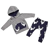 misaky赤ちゃん男の子女の子鹿フード付きジャケット+パンツ服装 24M グレイ Misaky101123