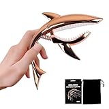 KASELIN ワンタッチ 鮫形 ピック ギターカポタスト エレキギター カポタスト ウクレレ カポ ギター カポ 高級亜鉛合金強力 に弦をホールド (ローズゴールド)